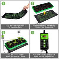 Hyindoor Heat Mat for Plants,Waterproof Seedling Heat Mat with Thermostat 10.63â*21.26â Germination Heated Propagator Warming Mat for Indoor Gardening Greenhouse(2 Pack)