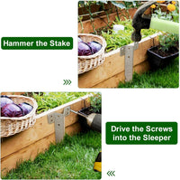 Small Railway Sleeper Brackets 20 Pack-Heavy Duty Sleeper Stakes for Pathway, Garden Raised Bed