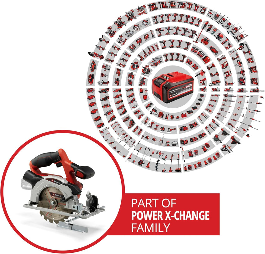 Einhell Cordless Circular Saw 18V Power X-Change 150mm Tool-Free LED Dust Extraction Body Only, no battery included