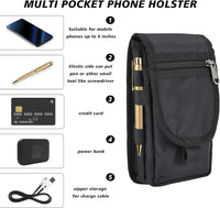 Tool Belt Pouch with Carabiner, Multipurpose Phone Case - Tactical Waist Bag with Phone Holster for Iphone 13 Pro Max, EDC Pouch for Traveling, Camping