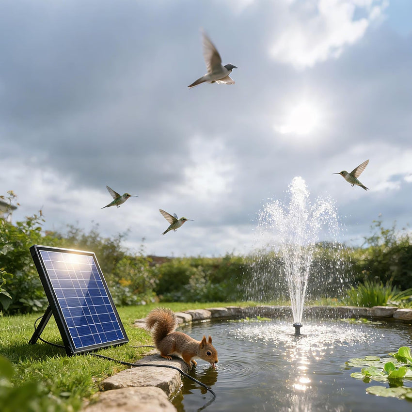 Billing Solar Water Pump with Battery Backup, 7W Solar Pond Pump with 3000mAh Battery 12 Nozzles Solar Fountain Pump with 5ft Tubing Solar Water Features for The Garden Ponds Pool Fish Tank Waterfall