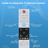 Updated Toshiba Remote Control CT854 RC42150P Compatible with Toshiba UHD Freview 2018 2019 Ready HD LCD LED TV with shortcut buttons Prime Video, Netflix, F play Buttons, No Setup Required