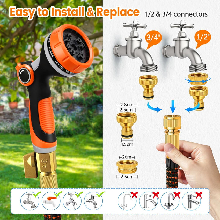 Expandable Garden Hose Flexible Retractable 10âFunction Spray â 50ft