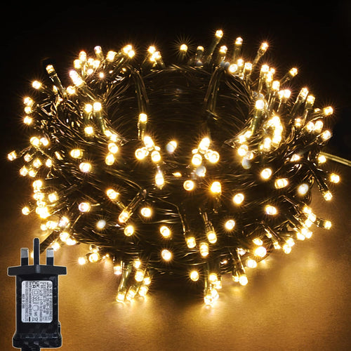 YOSION 30M LED String Fairy Lights On Dark Green Cable with Various Light Effects, Ideal for Christmas Tree, Xmas, Party,Wedding,ETC (Warm,300 LEDs)