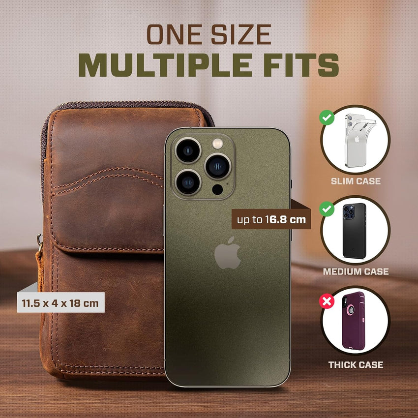 Hengwin Cross Body Bag Genuine Leather for iPhone 16 Pro Max/16 Plus, Passport Holder Travel Wallet Small iPhone 15 14 13 12 11 XS Max, 8 7 6S Plus, Samsung Galaxy S25 S24 S23 S22 S21 Ultra (Coffee)