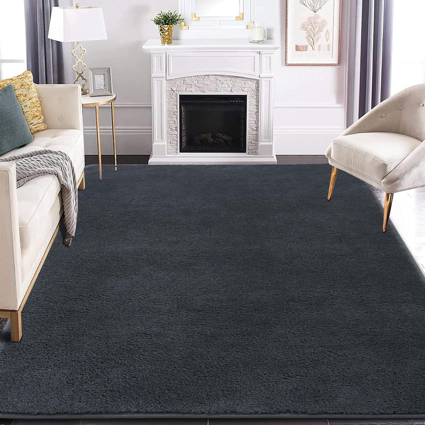 Rururug Large Rugs for Living Room 200x300 cm Rugs Living Room, Microfiber Shaggy Rug, Modern Plain Fluffy Area Rugs Machine Washable Anti-Slip Carpet, Grey Rug