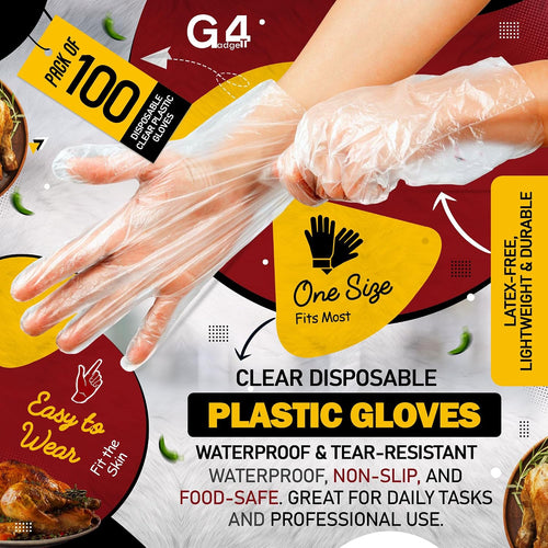 Disposable Polyethylene Gloves Food Safe 100pc One Size â Clear