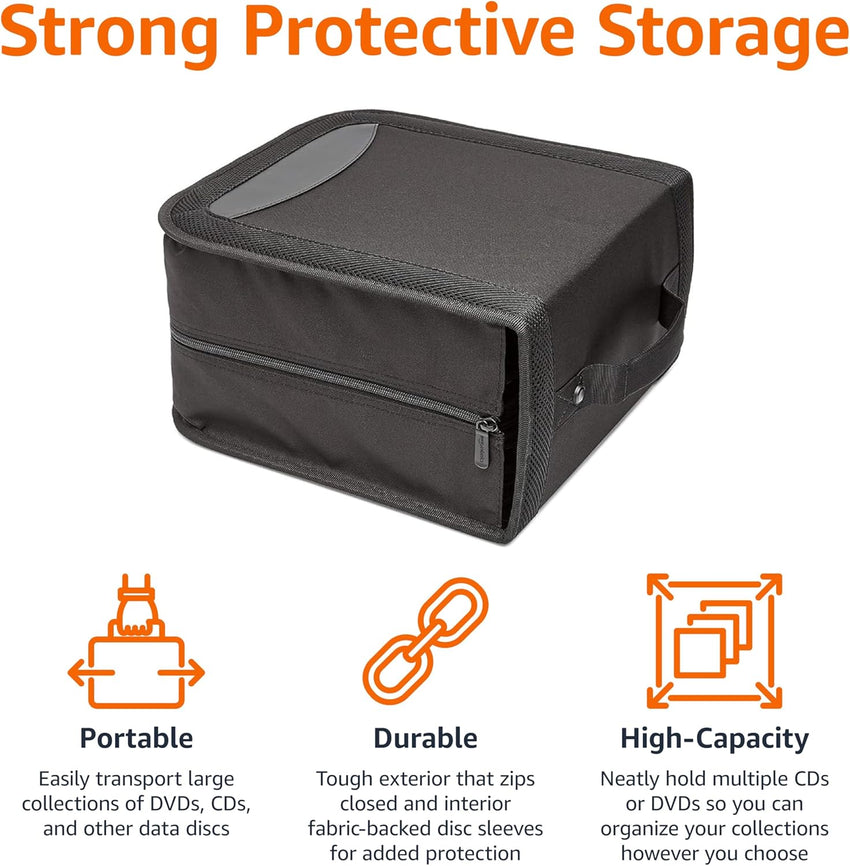 Amazon Basics CD/DVD Wallet 128 Disc Capacity Nylon Black