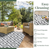 Reversible Geometric Outdoor Rug Waterproof Anti-slip UV Resistant Easy Clean â 270x360cm Grey/White