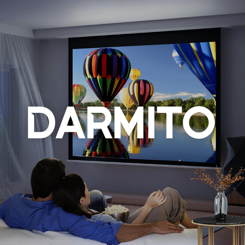 Darmito 100 16:9 Electric Motorised Projector Screen, Full HD 3D 4K 8K Matt White +1.2 Gain, with Remote Control, For Meeting School Home Cinema Theater Movie TV DVD Indoor