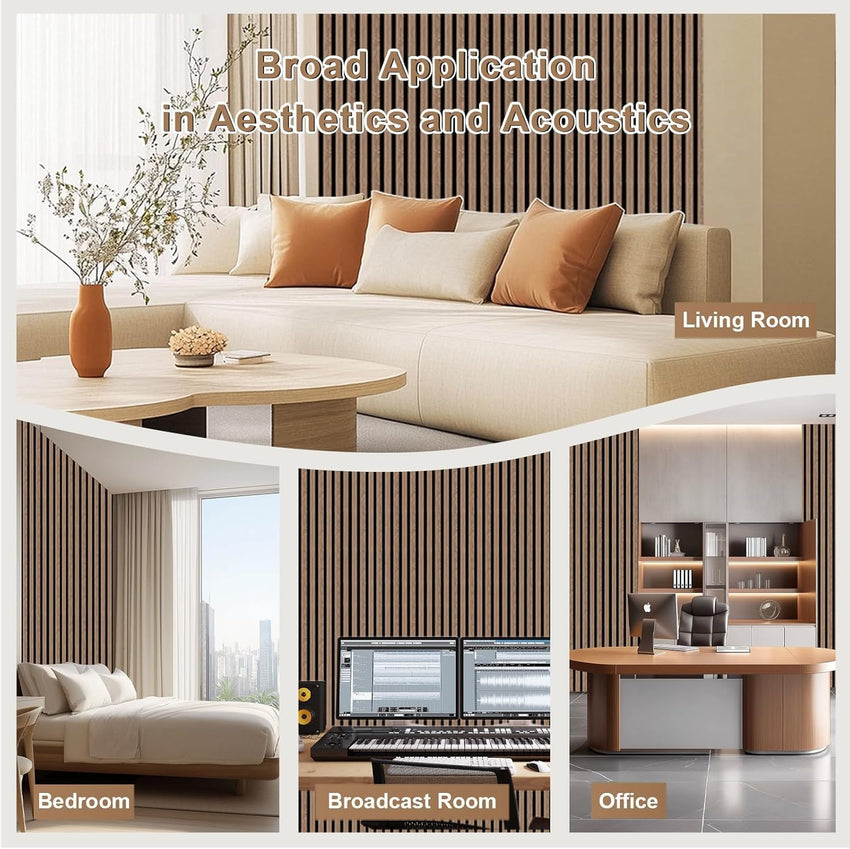 Acoustic Wall Wood Panels 2 Pack â 1200 x 600 mm Dark Walnut