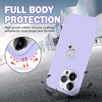 Newseego Compatible with iPhone 14 Pro Max Case, Cute Gold Love-Heart Pattern Design iPhone 14 Pro Max Case Girls Women Slim Liquid Silicone Shockproof Protective Case for iPhone 14 Pro Max-Purple