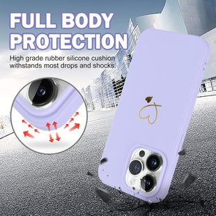 Newseego Compatible with iPhone 14 Pro Max Case, Cute Gold Love-Heart Pattern Design iPhone 14 Pro Max Case Girls Women Slim Liquid Silicone Shockproof Protective Case for iPhone 14 Pro Max-Purple