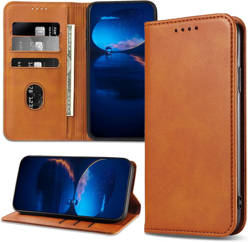 DENDICO Case for Nokia G60 5G, Classic PU Leather Magnetic Wallet Case, Flip Folio Protective Phone Cover Compatible with Nokia G60 5G, Light Brown