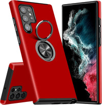 KRAFTCARE for Samsung S22 Ultra Case with Kickstand Ring, Upgrade Shockproof and Anti Scratch 360^0 Magnetic Ring Holder Stand Protective Phone Case Cover for Samsung Galaxy S22 Ultra - Red