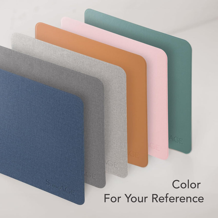 SenseAGE Slim Mouse Mat for Home/Office, Portable Mouse Pad for Computer & Laptop, Fabric Style Vegan Leather, Non-Slip Base, Compatible with Laser and Optical Mouse, 22 x 22cm (Dark Green)