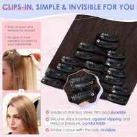 Clip-in Human Hair Extensions 8 Piece Remy Straight 16in 65g Full Head #2 Dark Brown