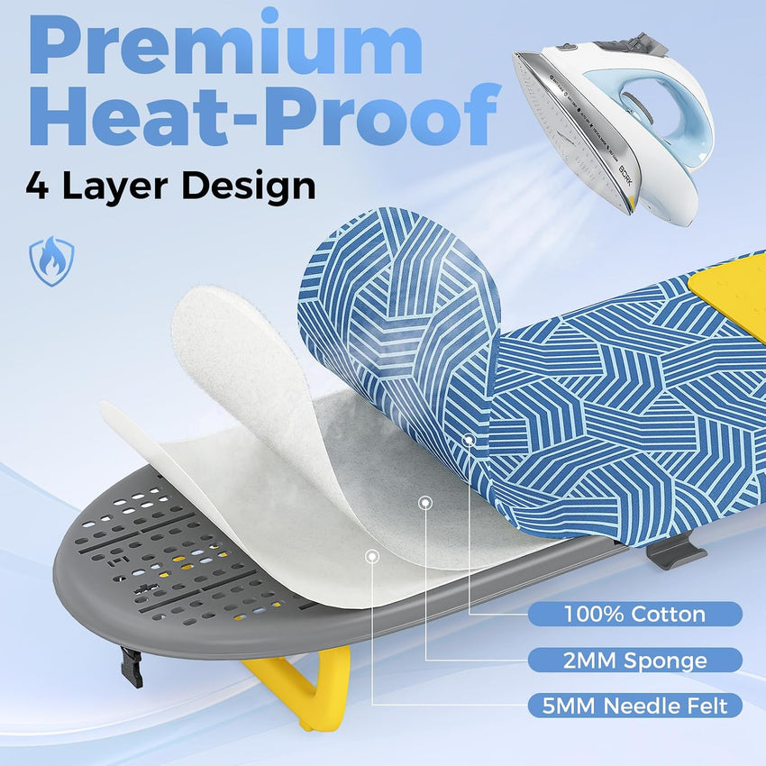 KINGRACK Tabletop Ironing Board Mini Foldable with Iron Holder 12x32, Blue