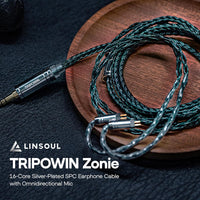 Linsoul Tripowin Zonie 16 Core Silver Plated Cable SPC Earphone cable for 7hz Timeless TINHIFI T3 T2 PRO T4 (MMCX, 3.5mm, Moss)