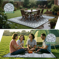 Xfrog Large Outdoor Patio Rugs for Garden Waterproof Indoor & Outdoor Recycled Plastic Carpet Area Rugs for Porch, Deck, Balcony, Garden, Picnic, Kitchen, Hallway Moroccan Grey & White 120 x 180 cm