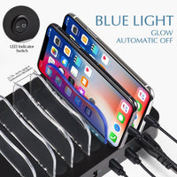 6-Port USB Charger Station Smart IC Multi-Device Charging Dock Black