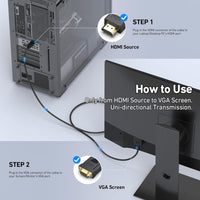 BENFEI HDMI to VGA 1.8M Cable, Uni-Directional HDMI to VGA Cable (Male to Male) Compatible for Computer, Desktop, Laptop, PC, Monitor, Projector, HDTV, Raspberry Pi, Roku, Xbox and More