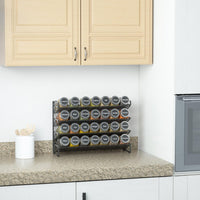 SpaceAid 4 Tier Spice Rack Organizer with 28 Spice Jars, 386 Spice Labels, Chalk Marker and Funnel Set for Cabinet, Countertop, Pantry, Cupboard or Door & Wall Mount