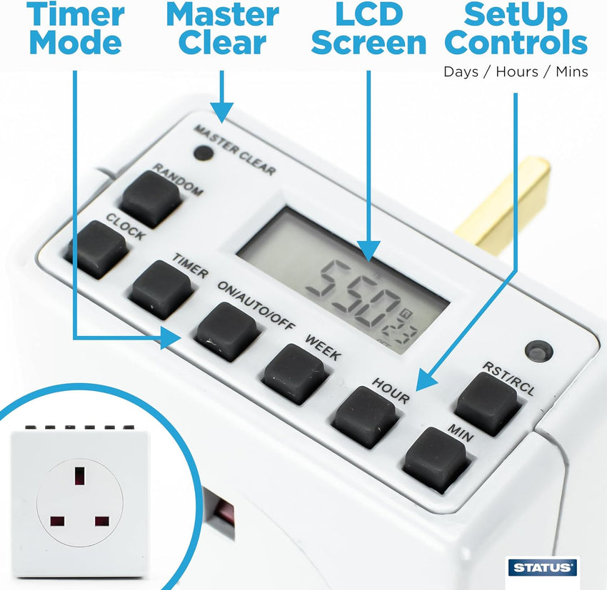 Digital 7-Day Programmable Timer Switch Weekly Lighting â White UK Plug