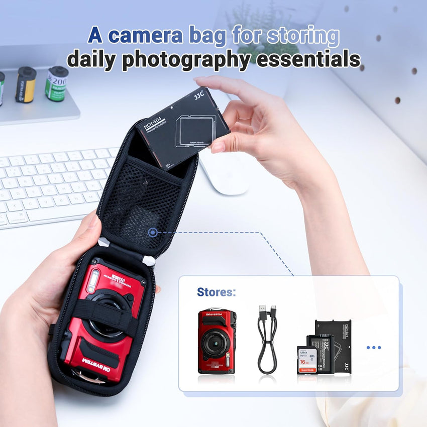 JJC Shockproof Hard Shell Travel Case Storage Box for OM-System Olympus Tough TG-7 TG-6 TG-5 TG-4 TG-3 TG-2 TG-1 RICOH GR3 Canon G7X Sony RX100 Series, Replace Olympus CSCH-107 Hard Case