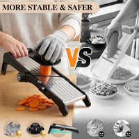 MASTERTOP Adjustable Mandoline Vegetable Slicer, Upgraded Professional Mandolin Slicer for Potato Cabbage Onion Fruits, Stainless Steel Kitchen Mandoline Food Slicer with Gloves and Cleaning Brush
