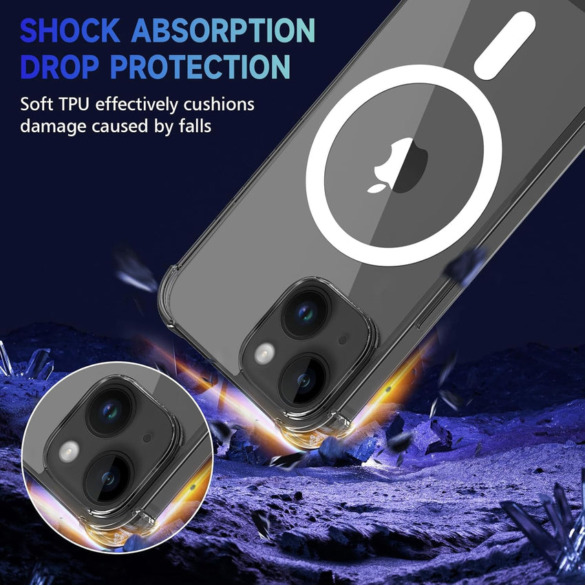 CAROKI Crossbody Lanyard Case for iPhone 14 6.1 inch, Magnetic Case Compatible with MagSafe Transparent Slim PC + TPU Clear Phone Case Cover with Lanyard Strap for iPhone 14-Black