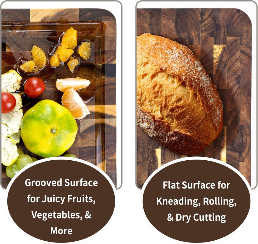 Acacia Cutting Board with Juice Groove & Handles â Reversible 43x30.5cm