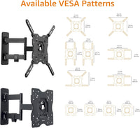Amazon Basics TV Wall Bracket READ DESC 26-55 inch(66cm-140cm) TVs, Swivels Tilts TV Wall Mount for Flat & Curved TV, VESA 100x100mm to 400x400mm, holds up to 36kg, Black