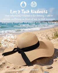 FURTALK Womens Sun Straw Wide Brim UPF 50 Summer Foldable Roll up Floppy Beach Hat for Women Khaki