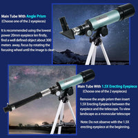 Mijiao Telescope for Kids, Astronomical Telescope Zoom 90X HD Outdoor Monocular Space Telescopes Portable Refractor Spotting Scope With Tripod, Telescopes for Adults, Kids and Beginner