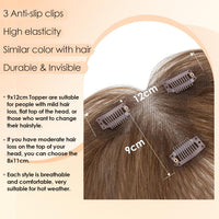 Human Hair Topper Side Bangs 9x12cm TâShaped HandâStitched Base 360Â° Coverage 13g â Medium Brown #4