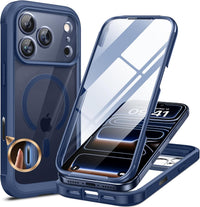 Miracase Magnetic Case for iPhone 17 Pro with Built-in Glass Screen Protector â Blue