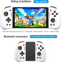 Wireless Pro Controller for Nintendo Switch Split-Design 8-RGB Adjustable Turbo For Switch