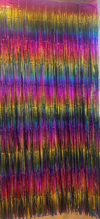 3pcs 2M X 1M Rainbow Multicolour Metallic Tinsel Curtains Aluminum Foil Flow Silk Curtain Background Streamer Birthday Party Wedding Holiday Decoration (Rainbow)