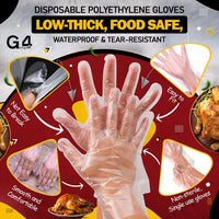 Disposable Polyethylene Gloves Food Safe 100pc One Size â Clear