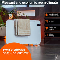 KOnighaus 450 W Smart Dual Infrared Heater Wi-Fi App Control with Remote Control Including Towel Holder Feet and Mounting Material Colour: White