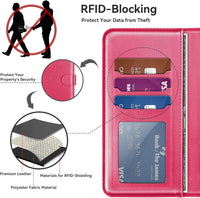 ivencase Compatible with Samsung Galaxy A56 5G Phone Case with 1 Screen Protector, [RFID Blocking] PU Leather Flip Wallet Case with Card Slots Stand Magnetic Cover for Samsung A56 - Hot Pink
