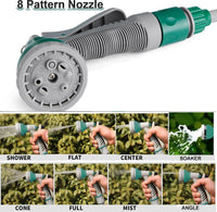 Garden Hose Reel 14M, 12m Water Pipe +2m Leader Hose, Hose Pipe Reel with 8 Adjustable Spray Gun Nozzles, Manual Retractable Garden Water Hose Reel,Outdoor Hose Reel Set for Garden Patios,Balconies