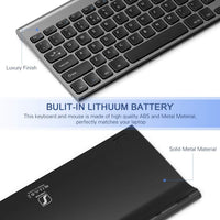 Small Wireless Keyboard and Mouse, seenda Ultra Compact Rechargeable USB Keyboard and Mouse Combo with Portable Size Low Profile Keys for Windows XP/7/8/10/11 Laptop Computer, Gray