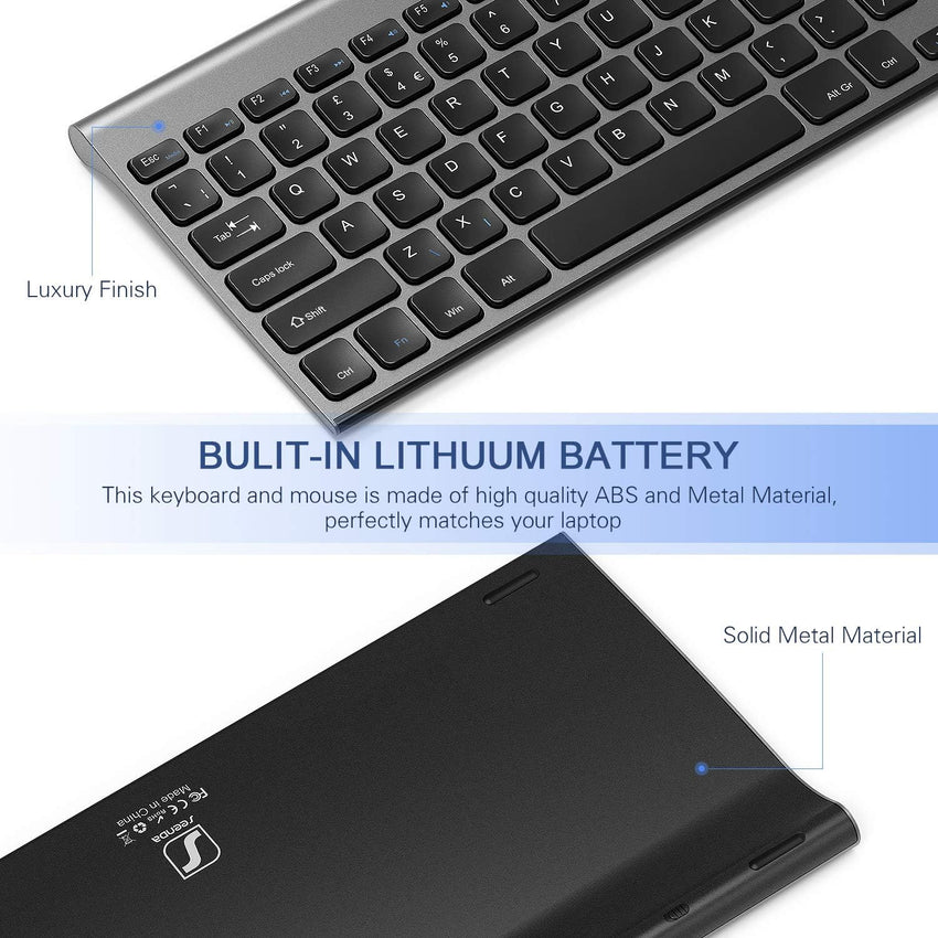 Small Wireless Keyboard and Mouse, seenda Ultra Compact Rechargeable USB Keyboard and Mouse Combo with Portable Size Low Profile Keys for Windows XP/7/8/10/11 Laptop Computer, Gray