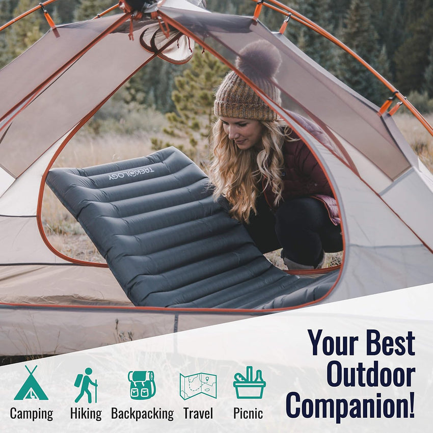 TREKOLOGY UL Sleeping Pad, Camping Mattress - UL80 Inflatable Airbed Lightweight Roll Camp Mats, Ultralight Single Inflating Bed for a Good Night Sleep