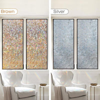 rabbitgoo Rainbow Window Film Privacy Film for Glass Windows, Decorative Stickers for Glass Privacy, Static Cling Self-Adhesive Vinyl Rainbow Stickers Gray Silver 90x300cm