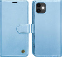 AIMOYU for iPhone 11 Case, Flip Wallet Leather Phone Case with [4 Card Slots] [Kickstand] [RFID Blocking] Magnetic Protective Shockproof Cover for iPhone 11 Phone Case - Sky Blue