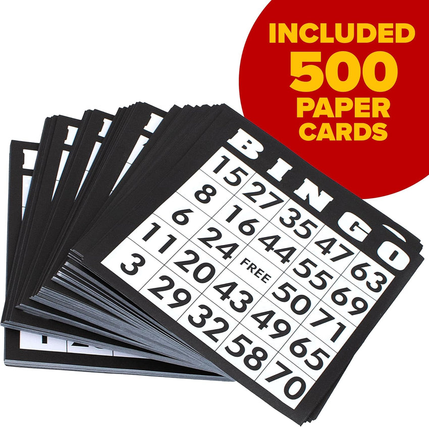 Bingo Game Set Metal Drum 75 Balls 150 Chips & 500 Cards Ã¢ÂÂ Black