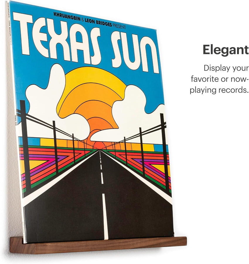 MÖNKE Vinyl Record Wall Mount - an Elegant Display Ledge Made from Solid Wood - This Vinyl Record Shelf Will Hold Records of Any Size (Walnut)